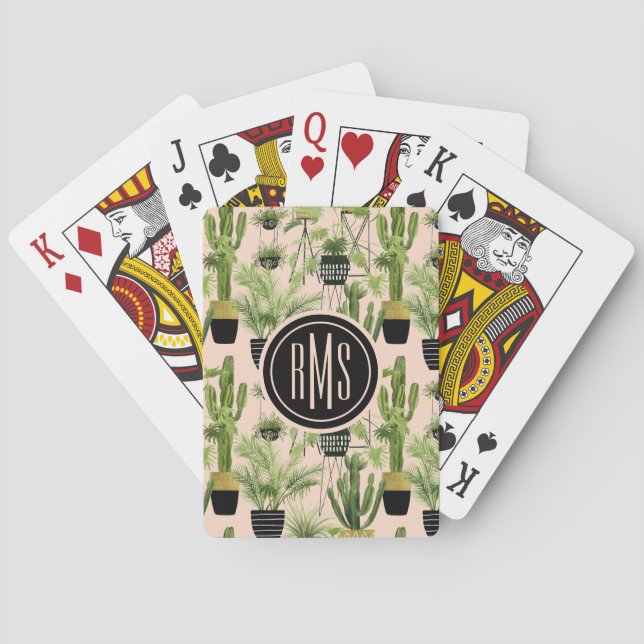 Monogram | Indoor Oasis | Plant Lineup Pattern Playing Cards (Back)