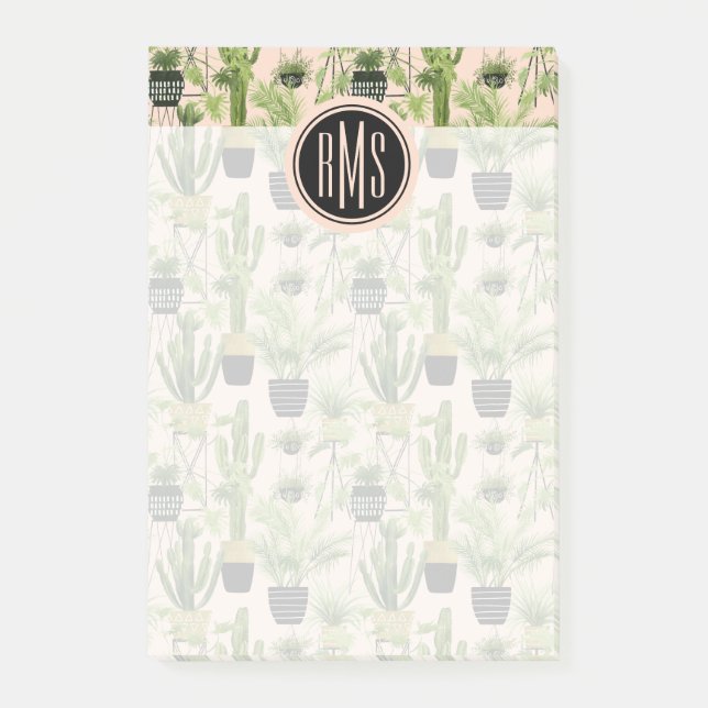 Monogram | Indoor Oasis | Plant Lineup Pattern Post-it Notes (Front)
