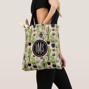 Monogram Indoor Oasis Plant Lineup Pattern Tote Bag