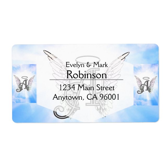 Monogram Initial A, Angel Wings & Halo w/ Clouds (Front)