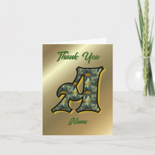 Monogram Initial A Daisies Art Personalised Thank You Card