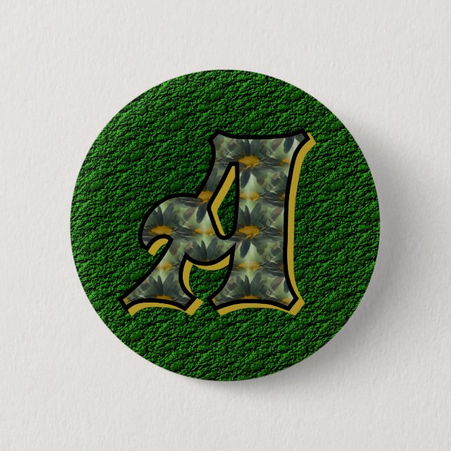 Monogram Initial A Daisies Flower Art 6 Cm Round Badge (Front)