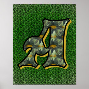 Monogram Initial A Daisies Flower Art Poster