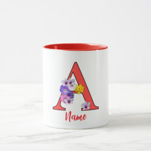 Monogram Initial A Floral Mug