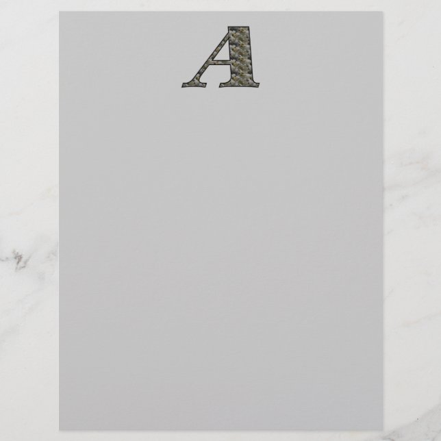 Monogram Initial A Hydrangea Floral Stationery (Front)