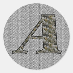 Monogram Initial A Hydrangea Flowers Classic Round Sticker