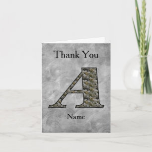 Monogram Initial A Hydrangea Flowers Personalised Thank You Card