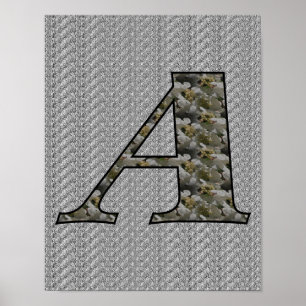 Monogram Initial A Hydrangea Flowers Poster