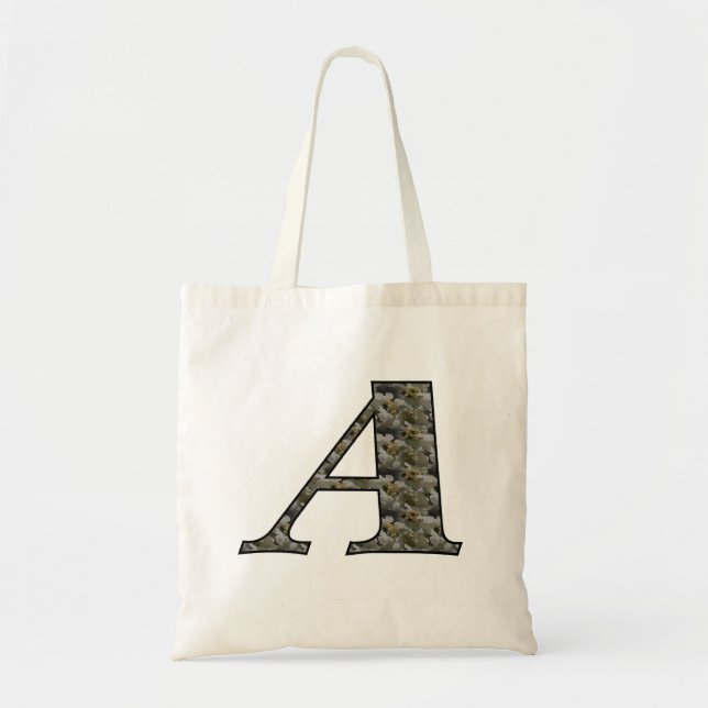 Monogram Initial A Hydrangea Flowers Tote Bag (Front)