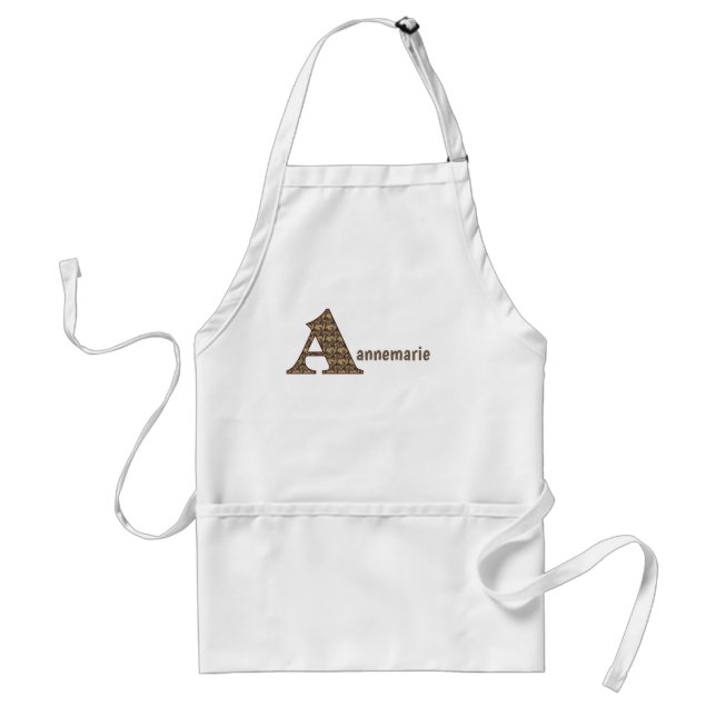 Monogram Initial A Name Floral Personalised Standard Apron (Front)