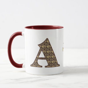 Monogram Initial A Vintage Floral Personalised Mug