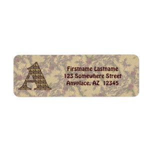 Monogram Initial A Vintage Floral Return Address Label