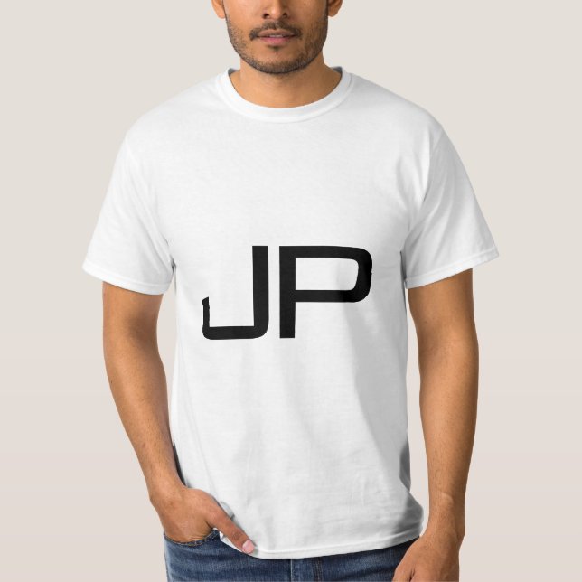 Monogram Initial Add Name Or Text Mens Modern T-Shirt (Front)