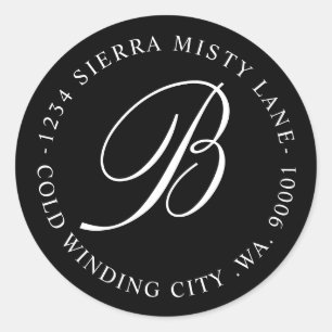 Monogram Initial Address or Wedding Classic Round Sticker