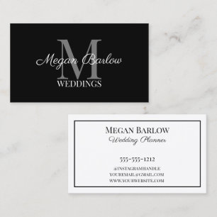 Monogram Initial and Name Black Classy Business Card