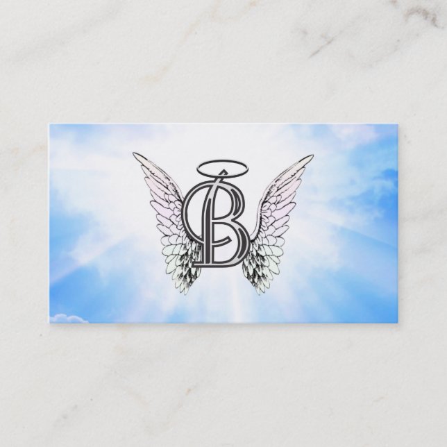Monogram initial B alphabet letter with angel wing Business Card (Front)