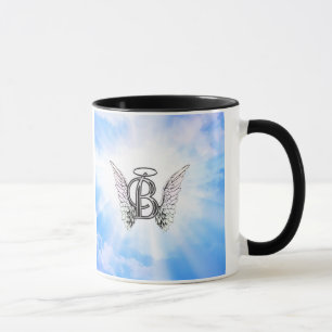 Monogram initial B alphabet letter with angel wing Mug