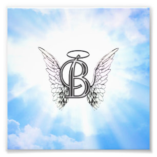 Monogram initial B alphabet letter with angel wing Photo Print