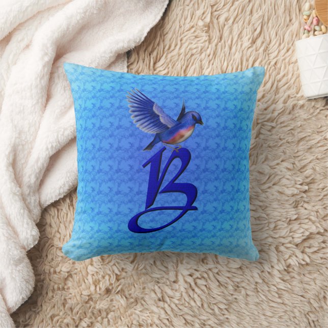 Monogram Initial B Bluebird Cushion (Blanket)