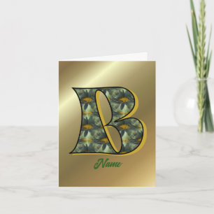 Monogram Initial B Daisies Art Personalised Note Card