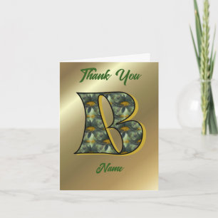 Monogram Initial B Daisies Art Personalised Thank You Card