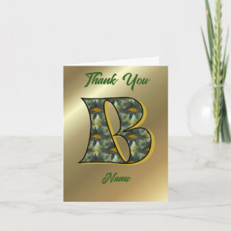 Monogram Initial B Daisies Art Personalised Thank You Card