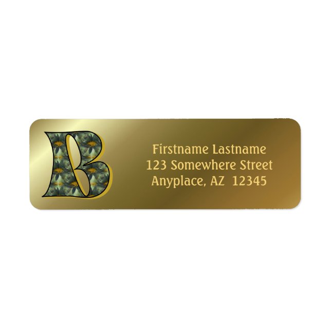 Monogram Initial B Daisies Art Return Address  Label (Front)