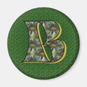 Monogram Initial B Daisies Floral Art Magnet