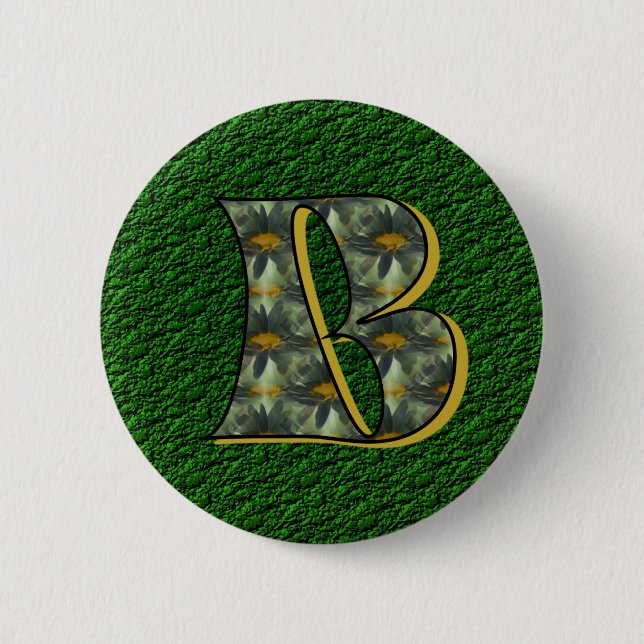 Monogram Initial B Daisies Flower Art 6 Cm Round Badge (Front)