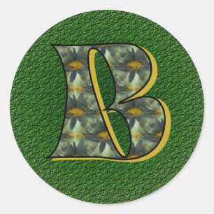Monogram Initial B Daisies Flower Art Classic Round Sticker