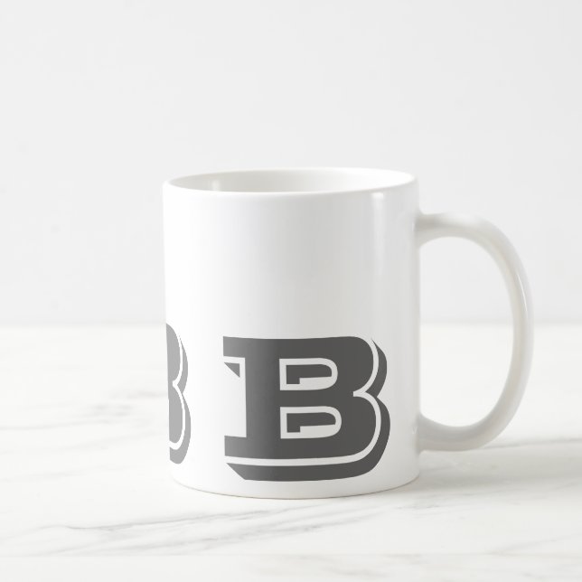 Monogram Initial B Grey Modern Coffee Mug (Right)