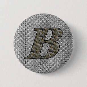 Monogram Initial B Hydrangea Flowers 6 Cm Round Badge