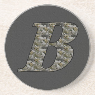 Monogram Initial B Hydrangea Flowers Coaster