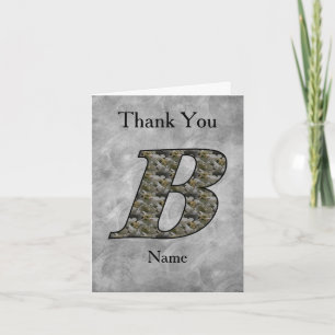 Monogram Initial B Hydrangea Flowers Personalised Thank You Card