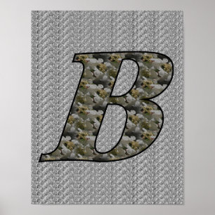 Monogram Initial B Hydrangea Flowers Poster