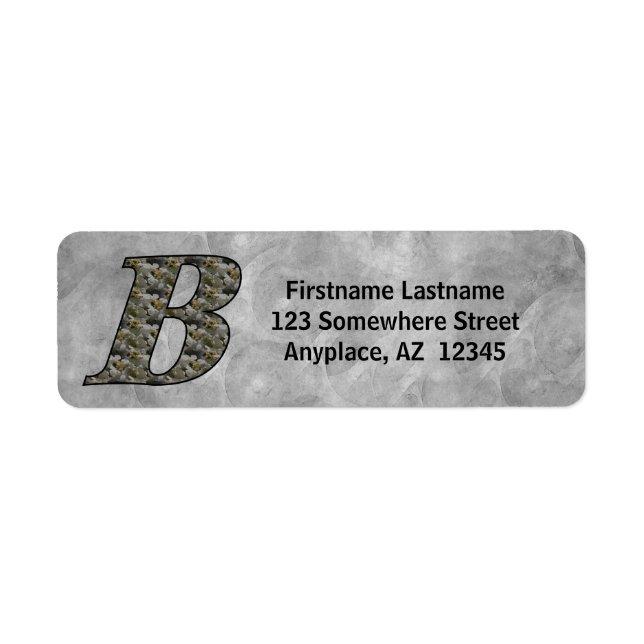 Monogram Initial B Hydrangea Return Address  Label (Front)