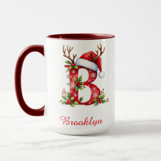 Monogram initial B Santa merry Christmas Mug