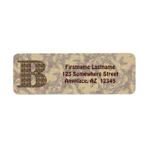Monogram Initial B Vintage Floral Return Address Label
