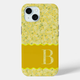 MONOGRAM INITIAL B YELLOW LITTLE FLOWERS iPhone 15 CASE