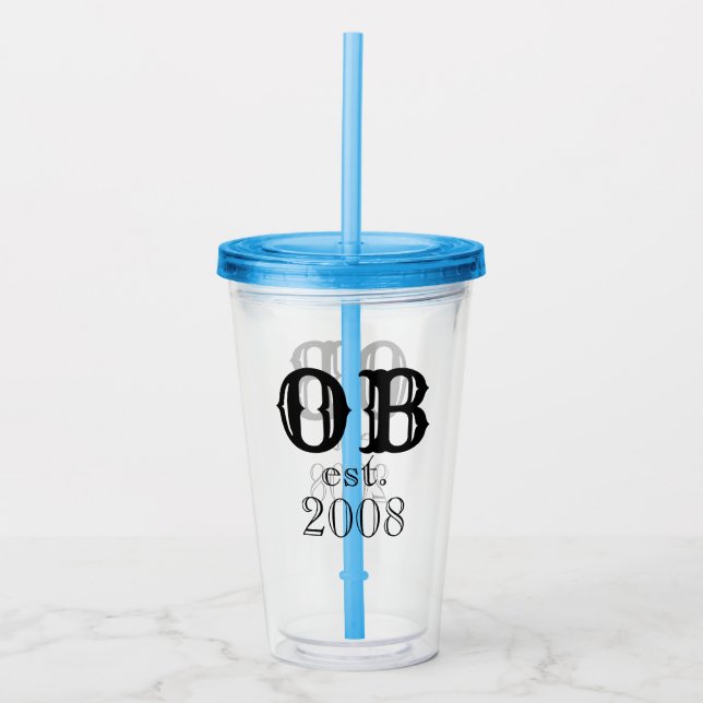 Monogram Initial Birthday Sippy Cup (Front)