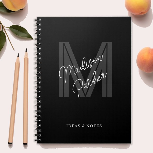 Monogram initial black and white notebook (Creator Uploaded)