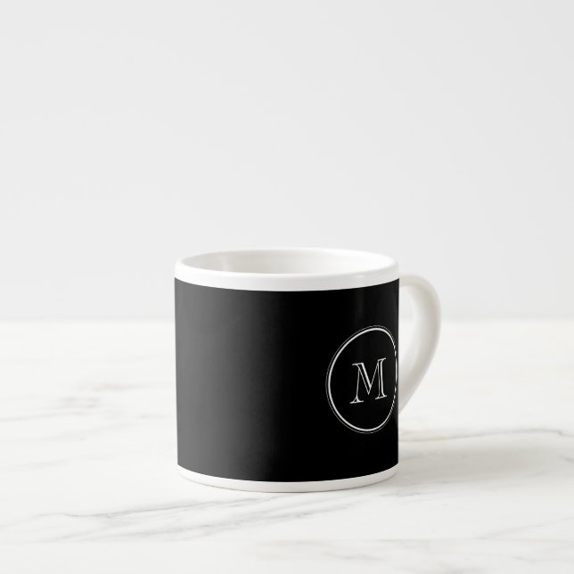 Monogram Initial Black High End Coloured Espresso Cup (Front Right)