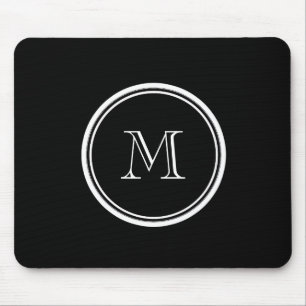 Monogram Initial Black High End Coloured Mouse Pad