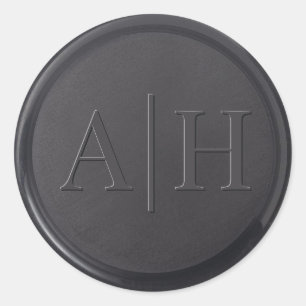 Monogram Initial Black Wax Seal Sticker