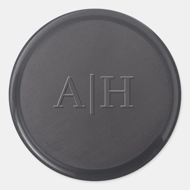 Monogram Initial Black Wax Seal Sticker (Front)