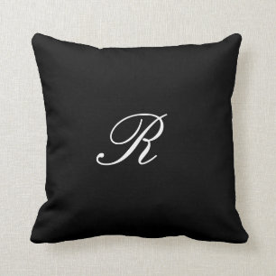 Monogram Initial Black & White Simple Elegant Cushion