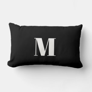Monogram Initial Black White Simple Minimal Modern Lumbar Cushion