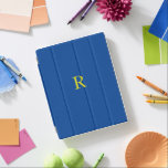 Monogram Initial Blue Yellow Colourful Bright 2020 iPad Cover<br><div class="desc">Designed with text template for monogram initial and elegant deep blue background with yellow text. You may change the colours if you wish.</div>