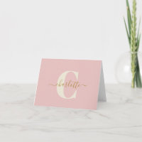 Monogram Initial Blush Pink Gold Script First Name