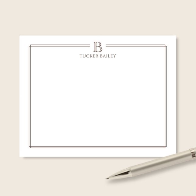 Monogram Initial Brown Double Border Professional Card (Creator Uploaded)